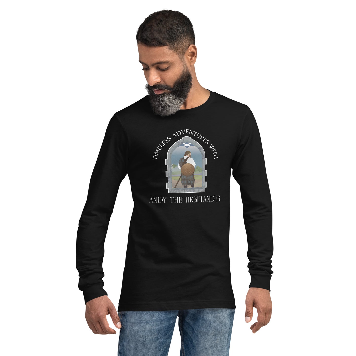 Timeless Adventures with Andy the Highlander - Unisex Long Sleeve Tee
