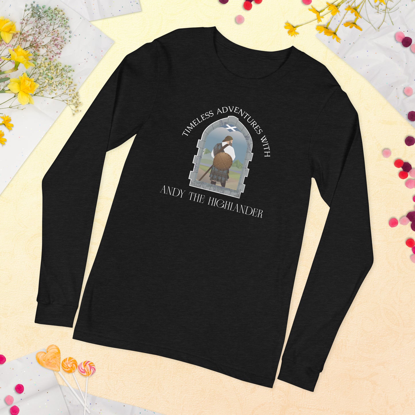 Timeless Adventures with Andy the Highlander - Unisex Long Sleeve Tee