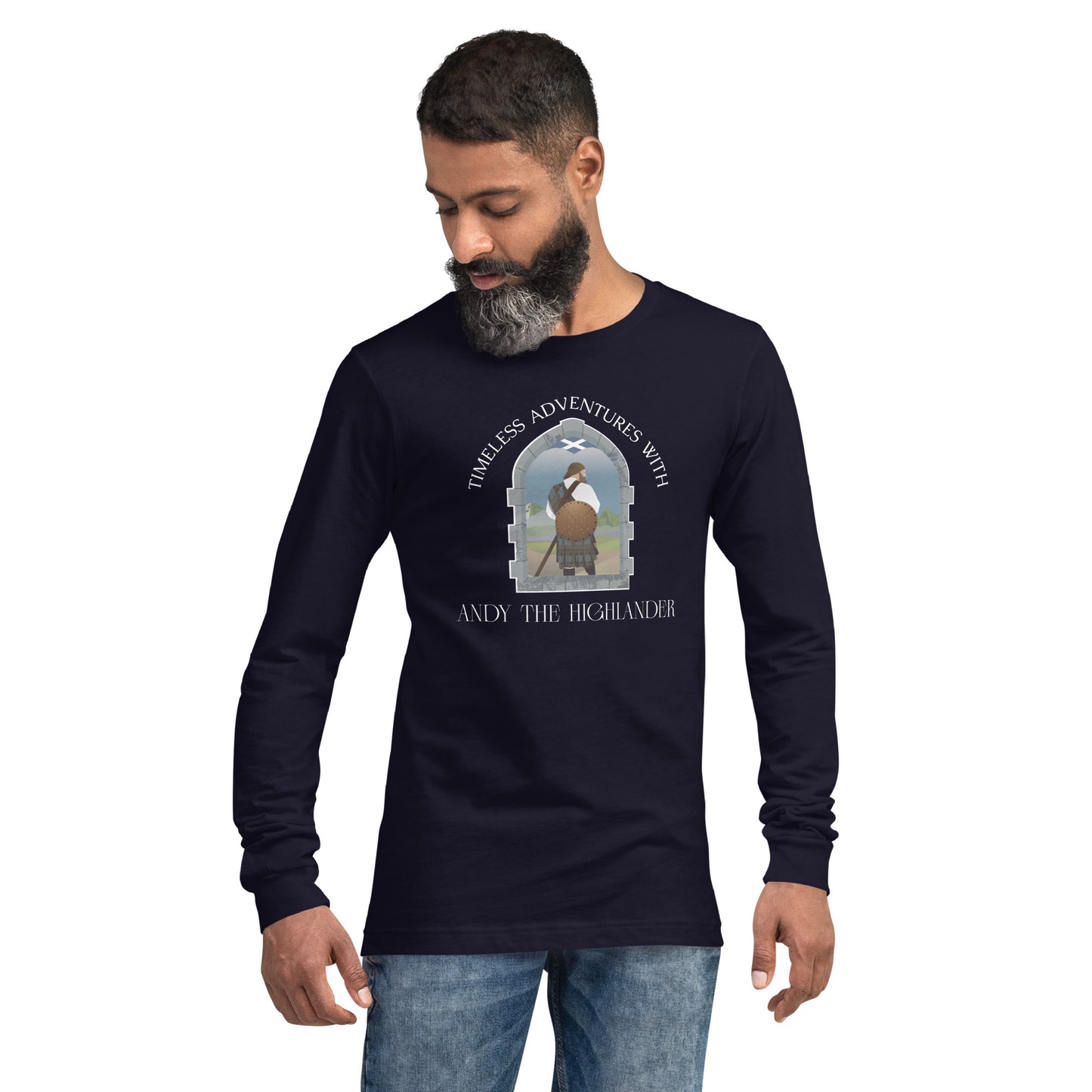 Timeless Adventures with Andy the Highlander - Unisex Long Sleeve Tee