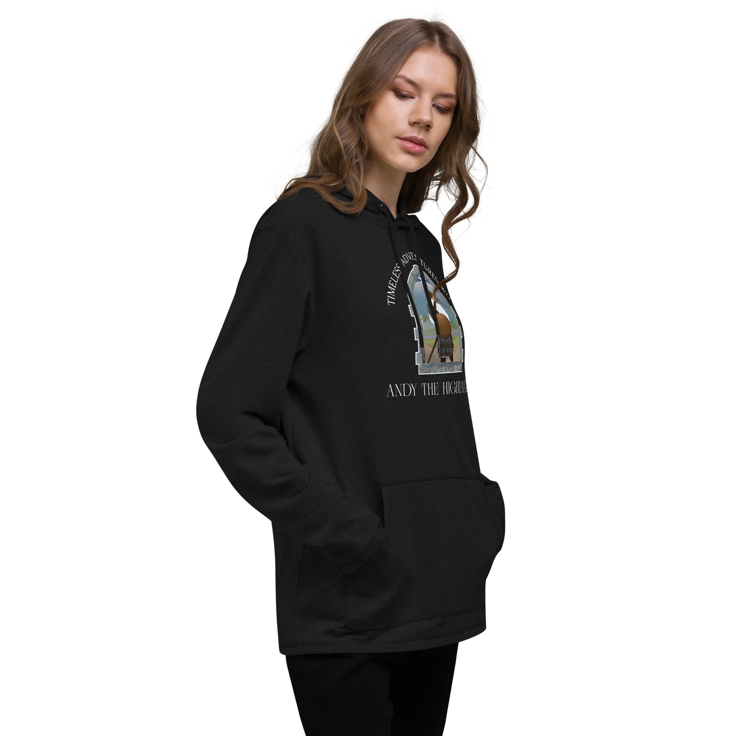 Timeless Adventures with Andy the Highlander - Unisex Lightweight Hoodie