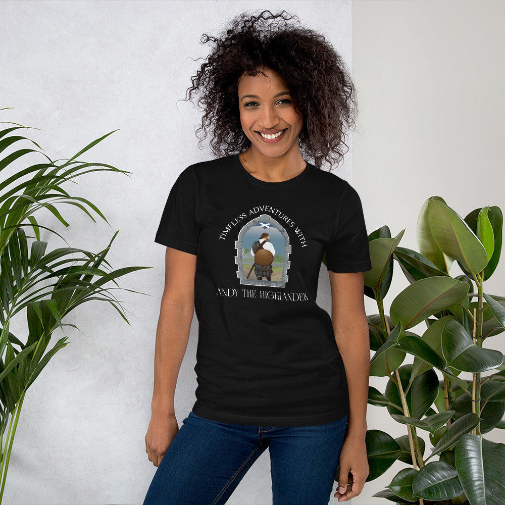 Timeless Adventures with Andy the Highlander - Unisex t-shirt