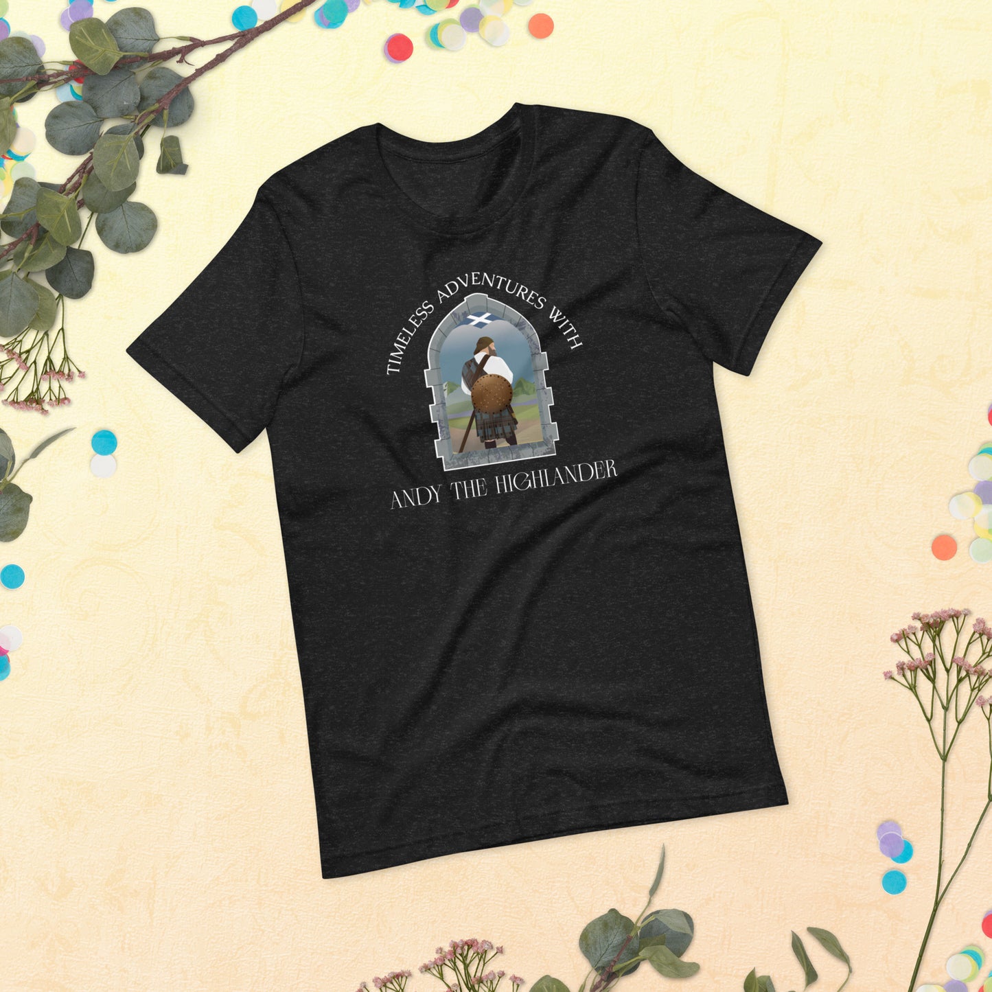 Timeless Adventures with Andy the Highlander - Unisex t-shirt