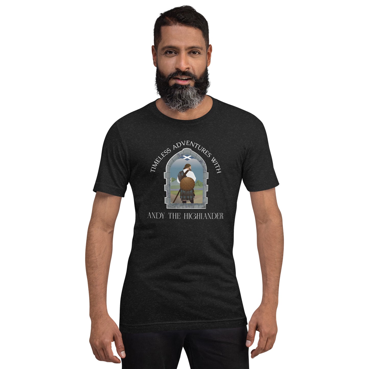 Timeless Adventures with Andy the Highlander - Unisex t-shirt