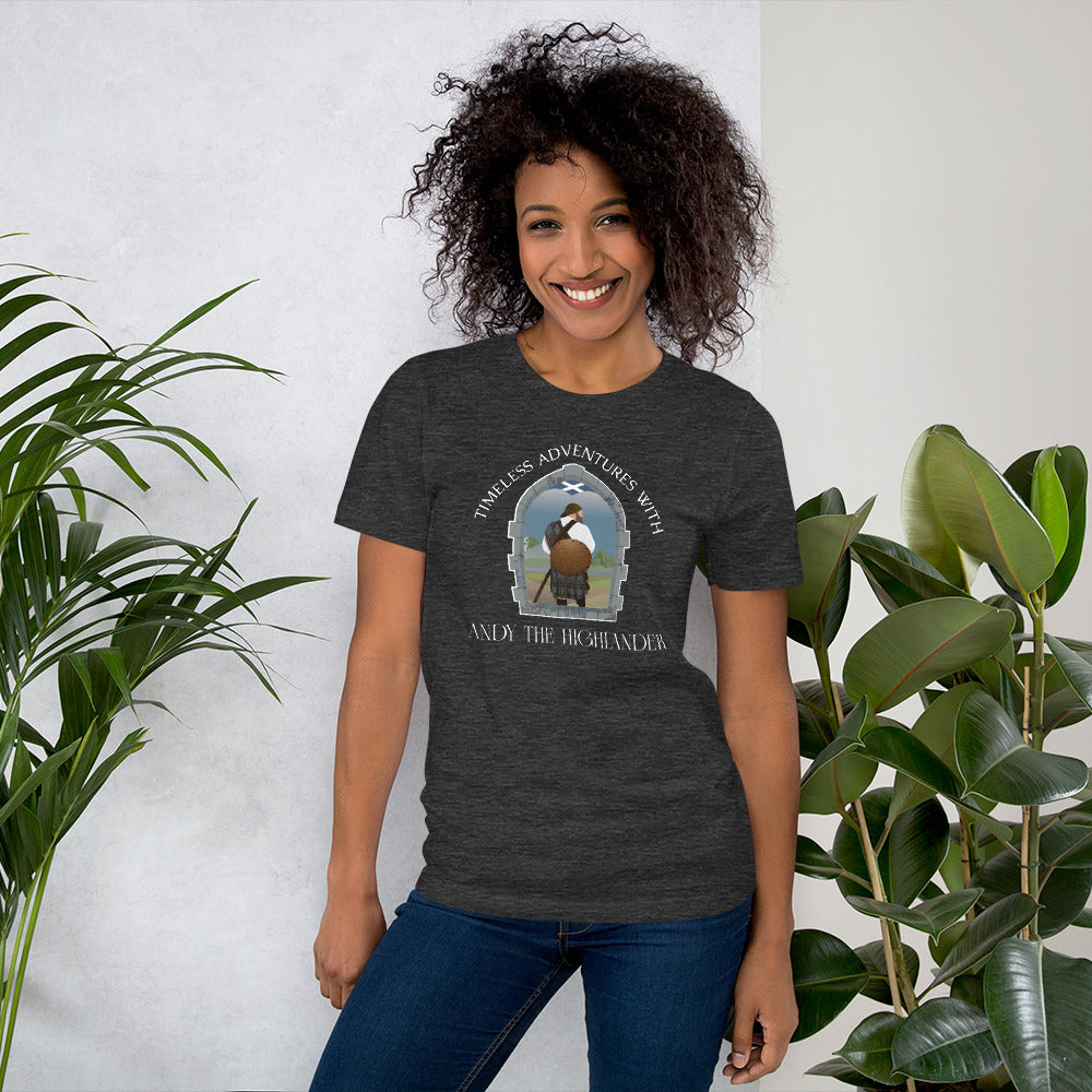 Timeless Adventures with Andy the Highlander - Unisex t-shirt