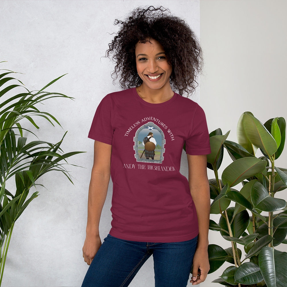 Timeless Adventures with Andy the Highlander - Unisex t-shirt